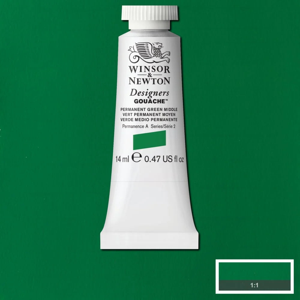 Winsor & Newton Designers' Gouache - Permanent Green Middle S2 - 14ml