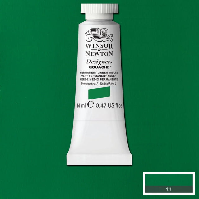 Winsor & Newton Designers' Gouache - Permanent Green Middle S2 - 14ml