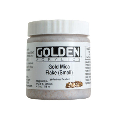 Golden Heavy Body Acrylic - Iridescent Gold Mica Flakes Small S5 - 237ml