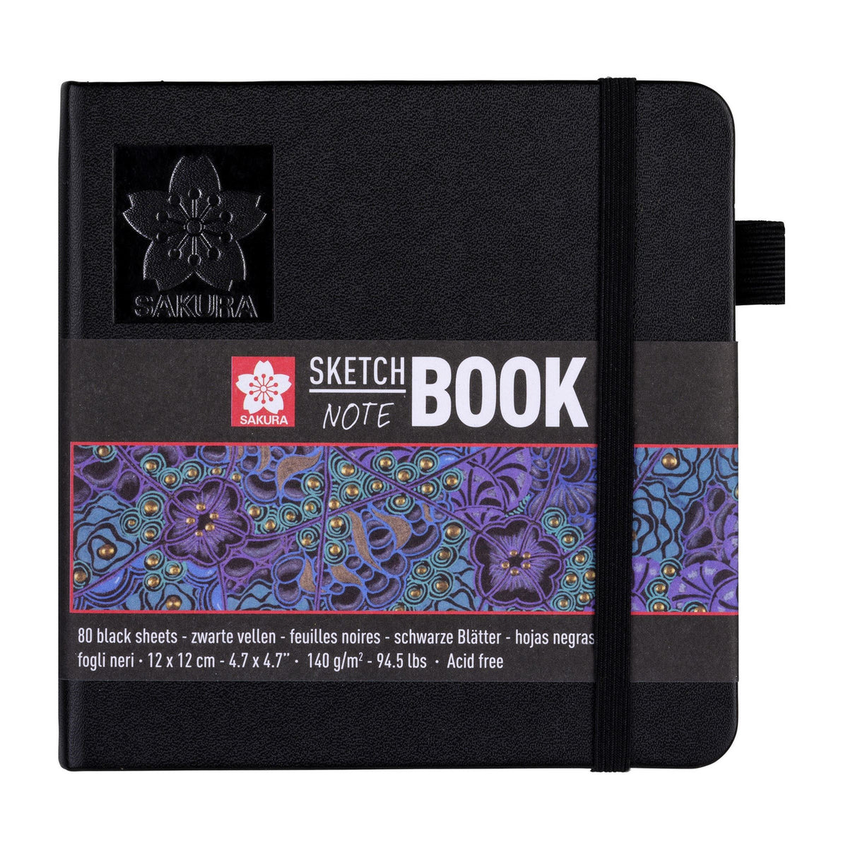 Sakura Sketchbook - Black Paper 140gsm - 12cm x 12cm